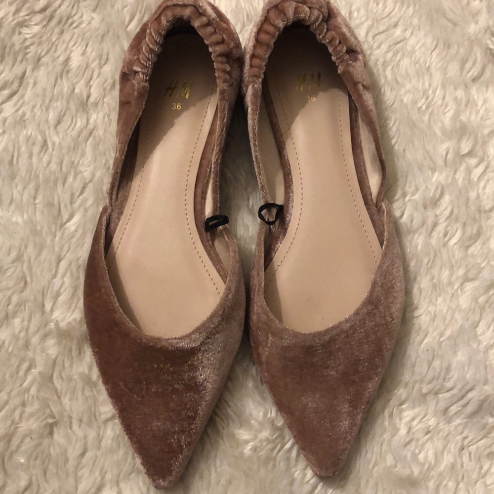 Blush pink velvet flats